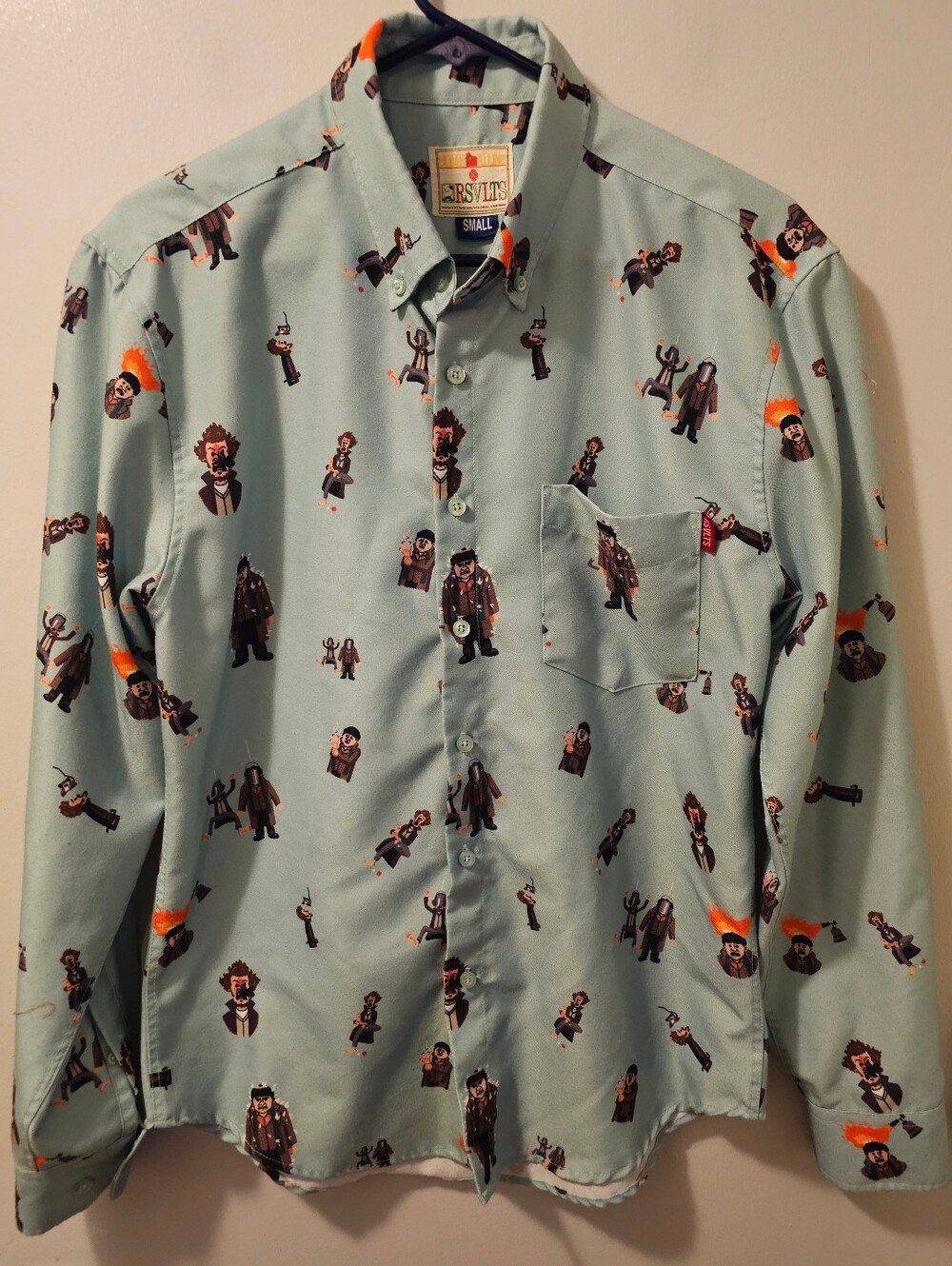 RSVLTS Home Alone Wet Bandits Long Sleeve Button Down Shirt Men’s Size Small